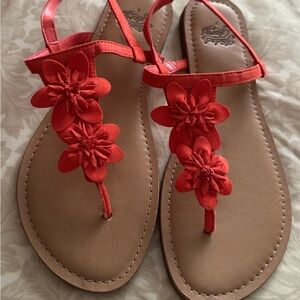 Faded Glory Dark Coral Floral Women's Sandals